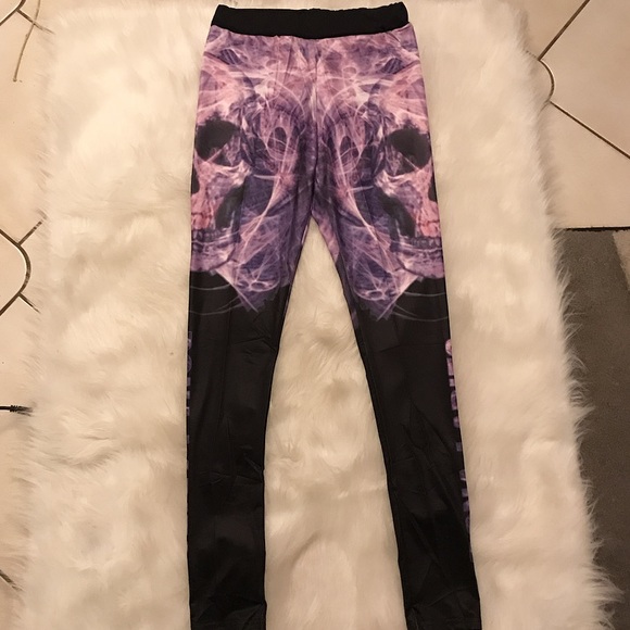 Purple mechanical skull yoga leggings pants - Picture 8 of 8